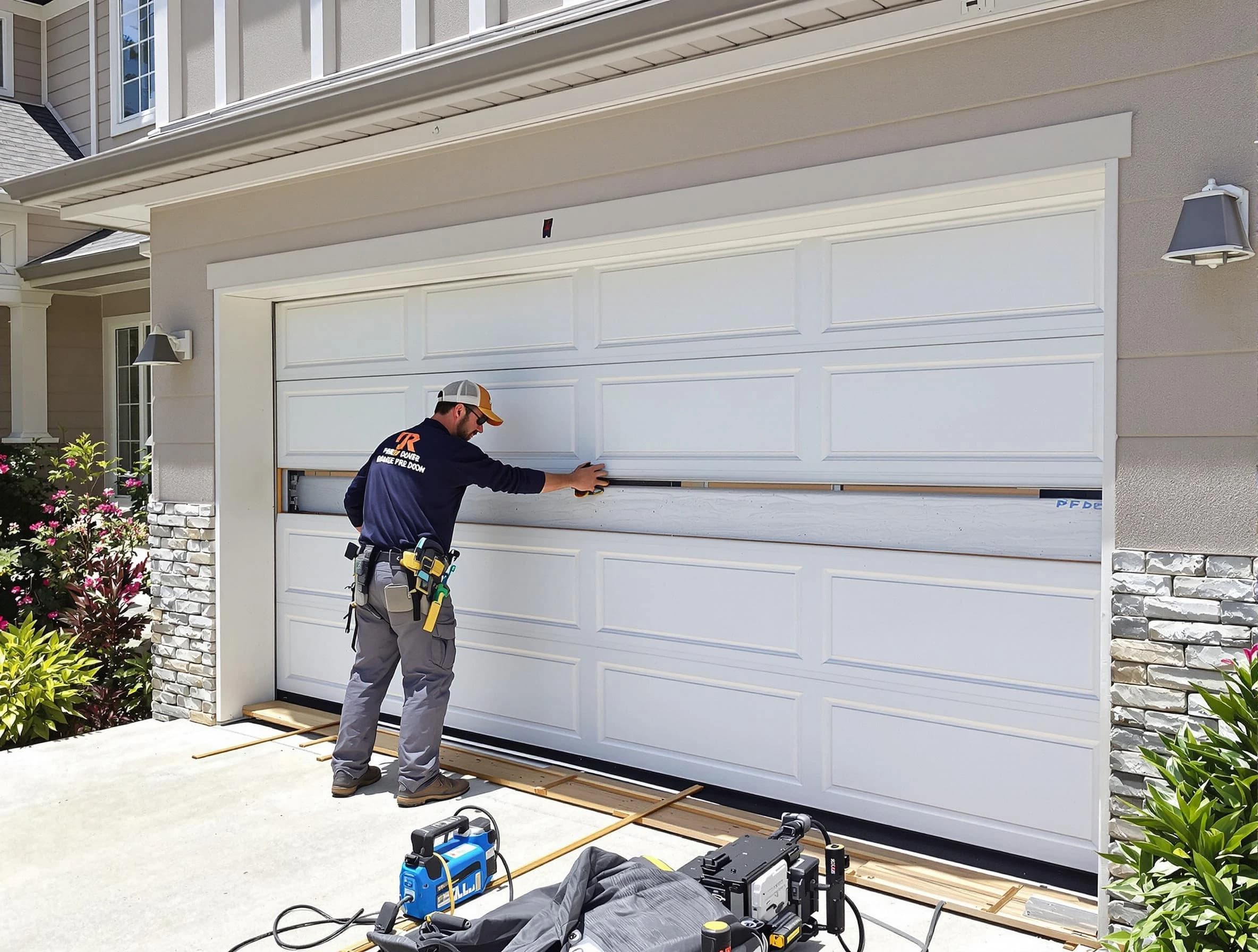 Murfreesboro Garage Door Repair team performing complete garage door replacement at Murfreesboro residence