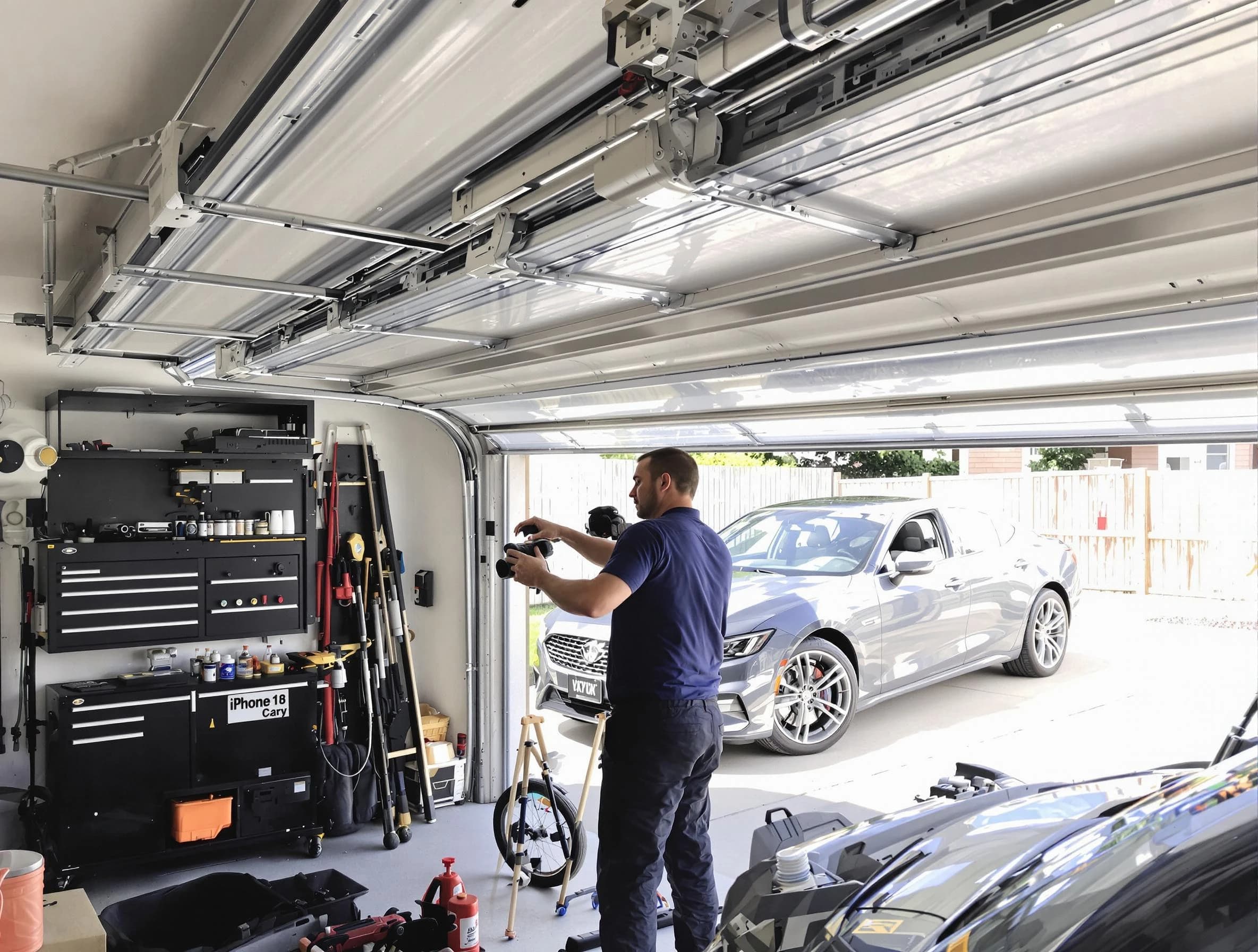 Murfreesboro Garage Door Repair technician fixing noisy garage door in Murfreesboro