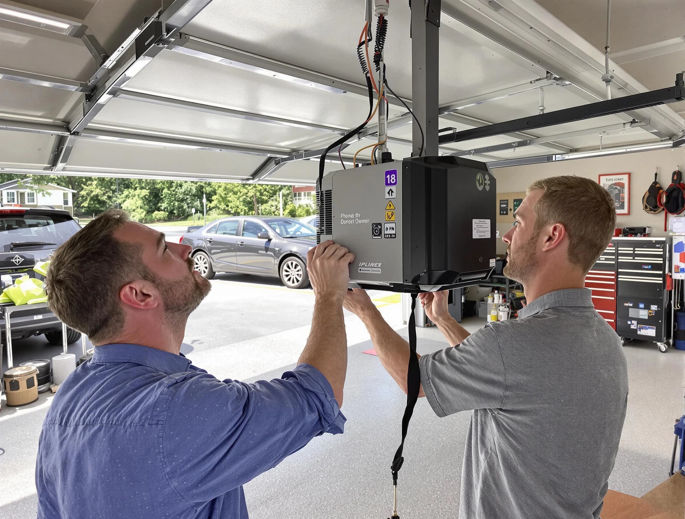 Murfreesboro Garage Door Repair technician installing garage door opener in Murfreesboro