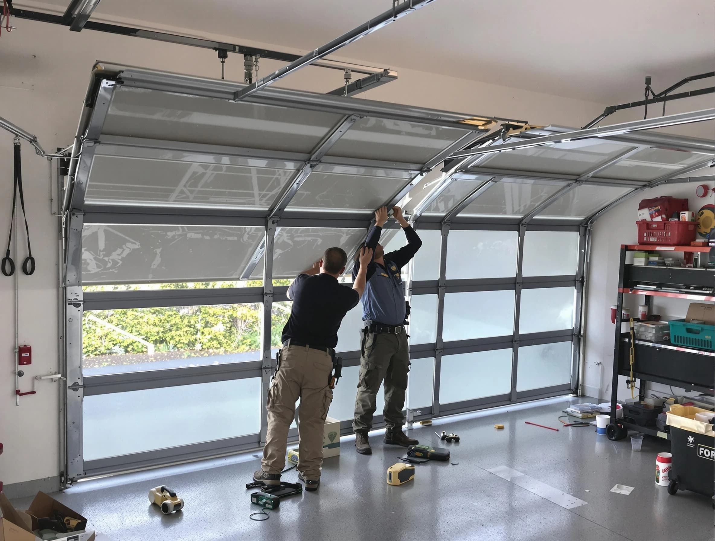 Murfreesboro Garage Door Repair expert performing precise panel replacement on Murfreesboro garage door