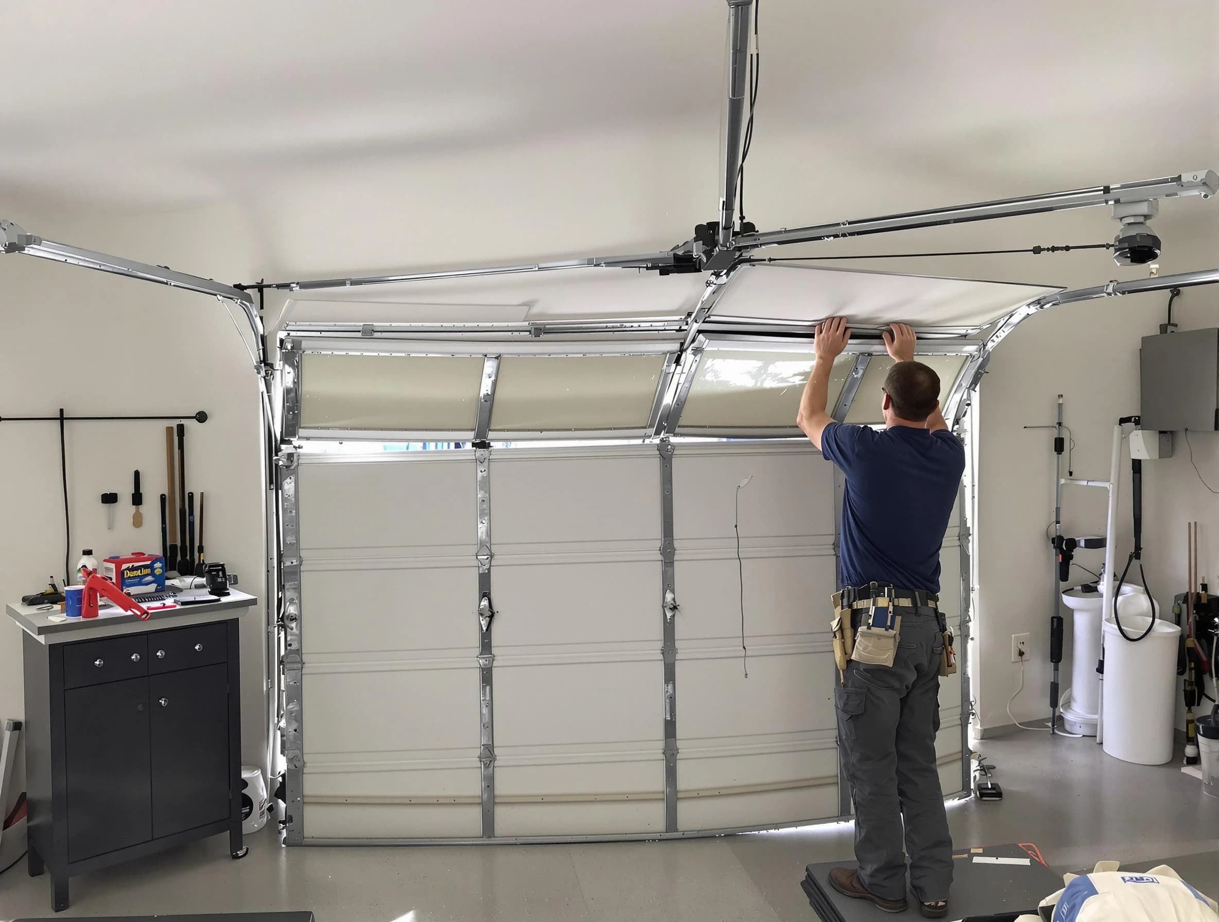 Murfreesboro Garage Door Repair specialist performing precise section replacement on Murfreesboro garage door