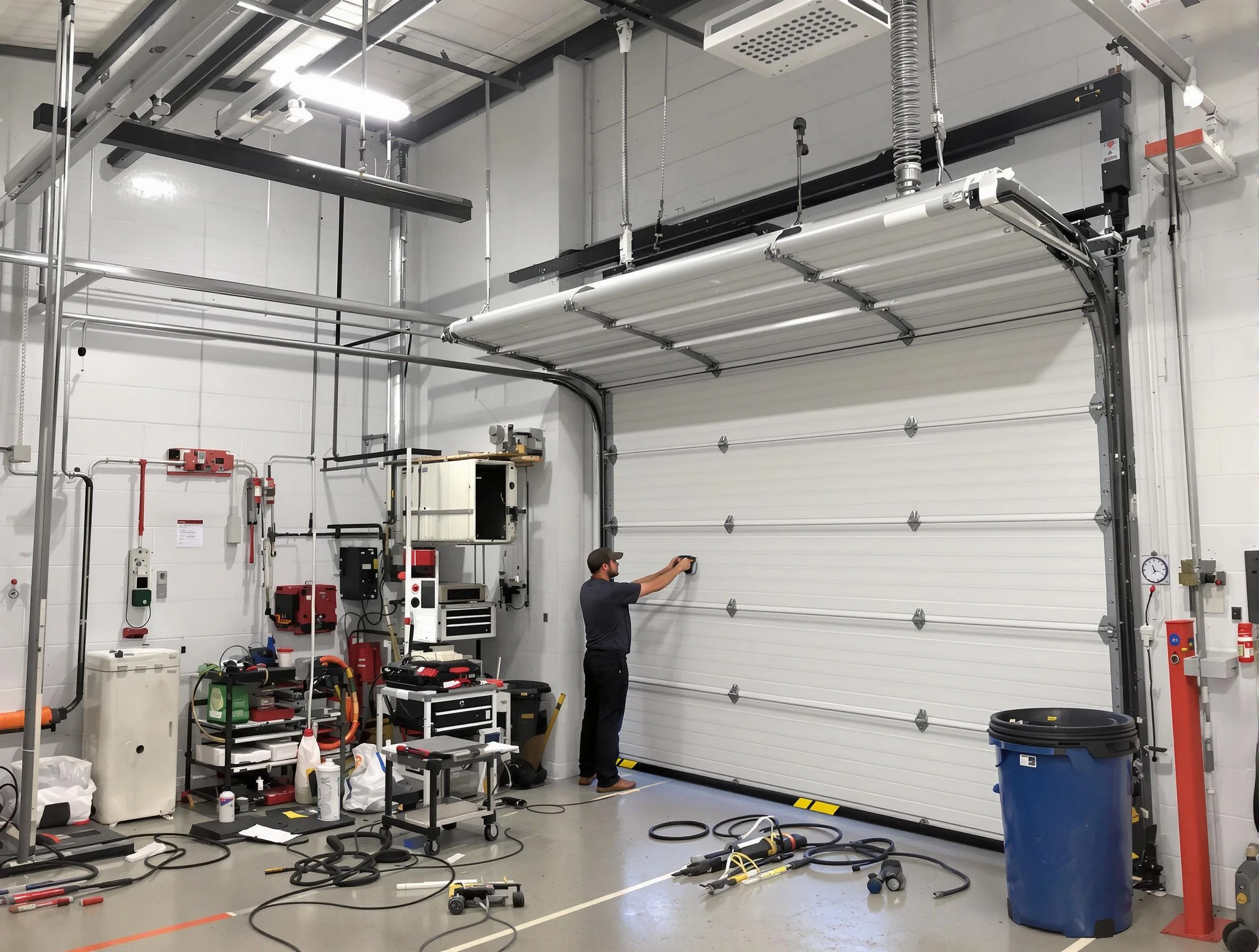Murfreesboro Garage Door Repair certified technician performing commercial door repair at a Murfreesboro business facility