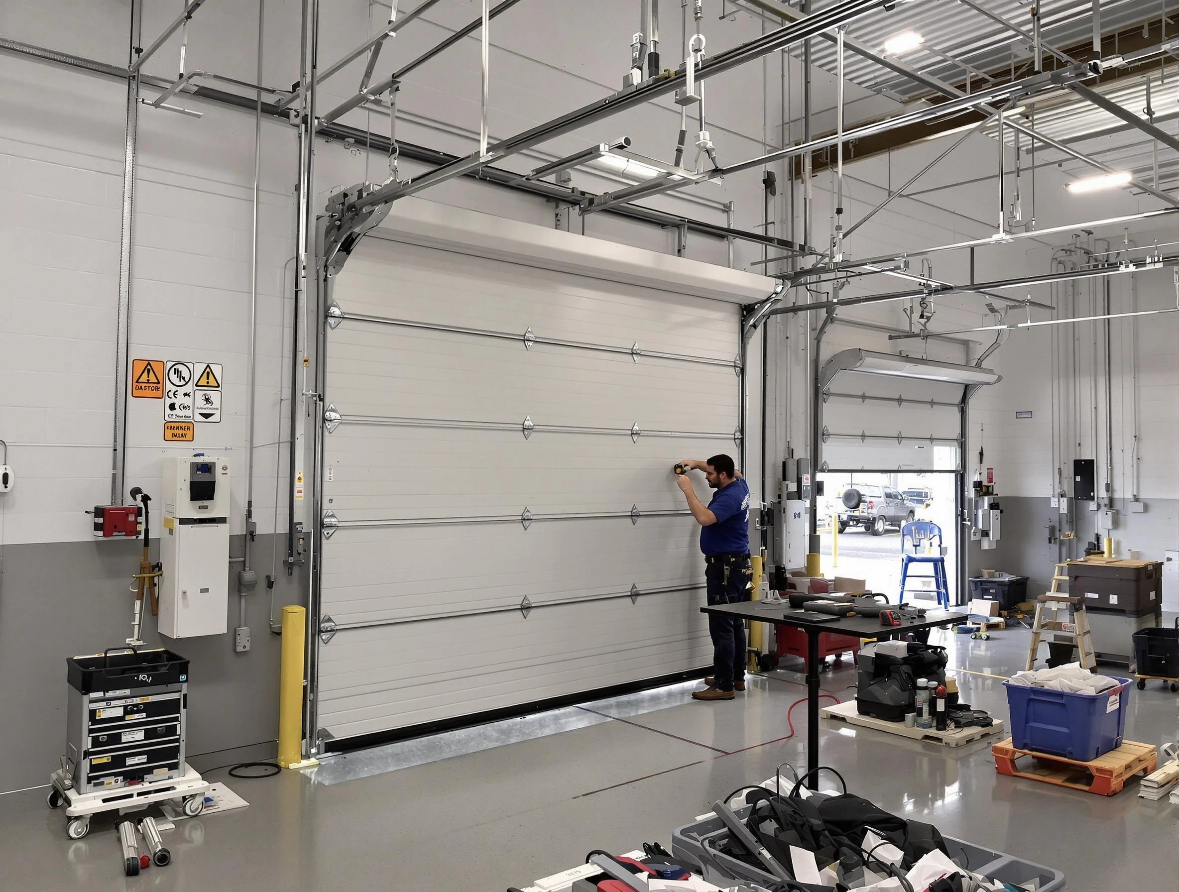 Commercial garage door repair being performed by Murfreesboro Garage Door Repair expert in Murfreesboro