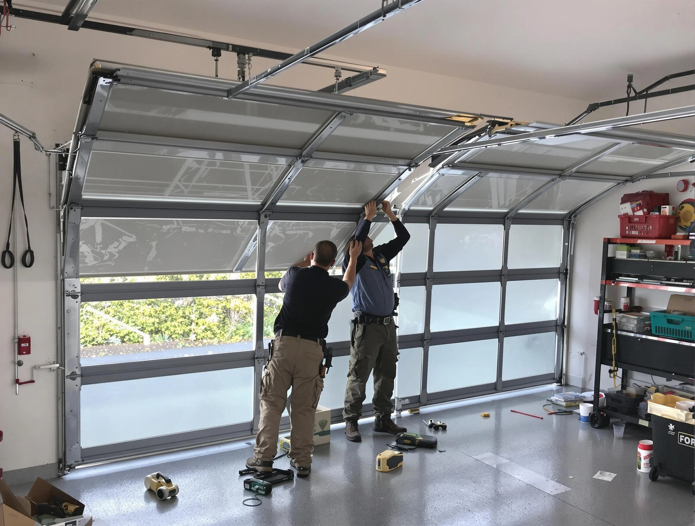 Murfreesboro Garage Door Repair expert performing precise panel replacement on Murfreesboro garage door