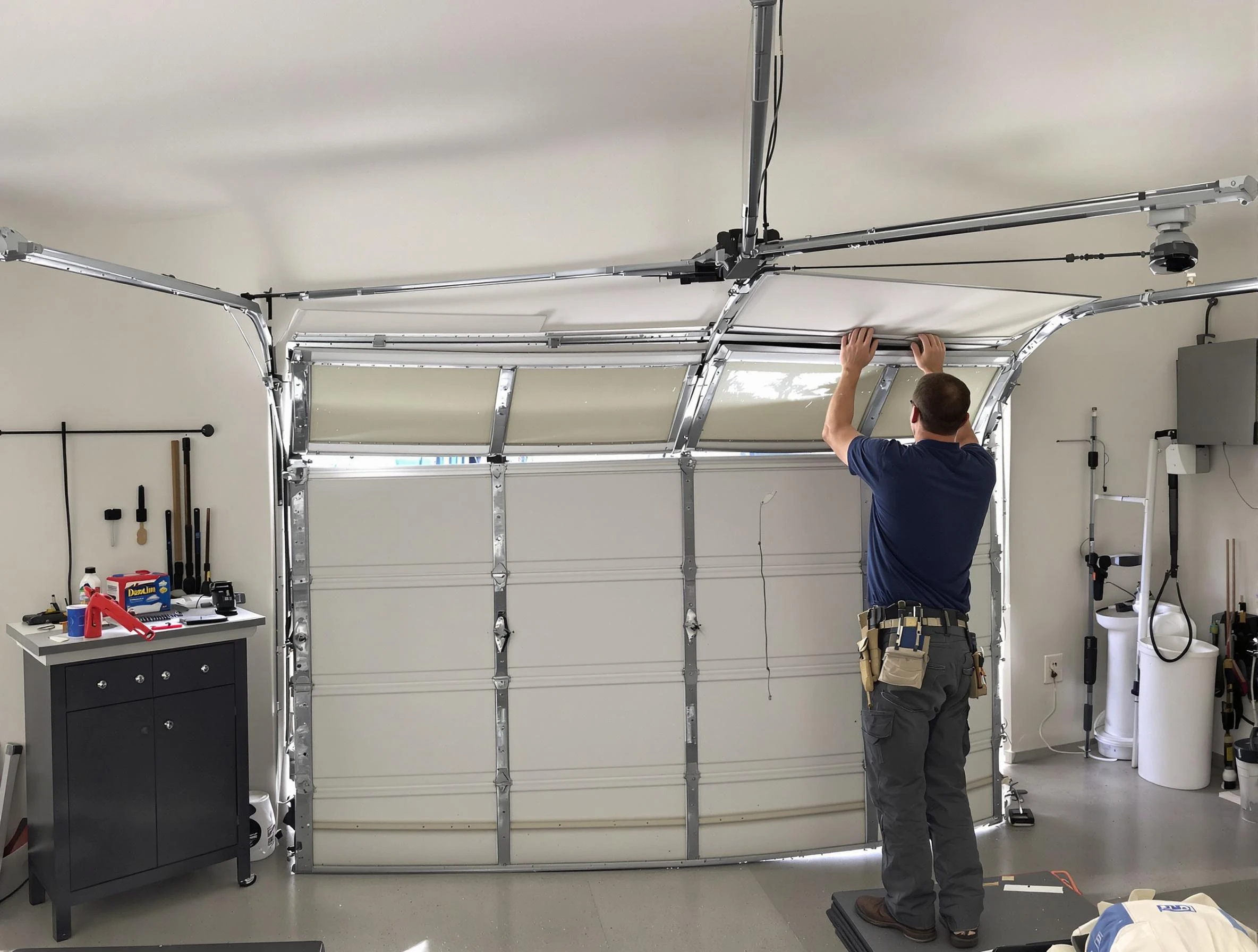 Murfreesboro Garage Door Repair specialist performing precise section replacement on Murfreesboro garage door